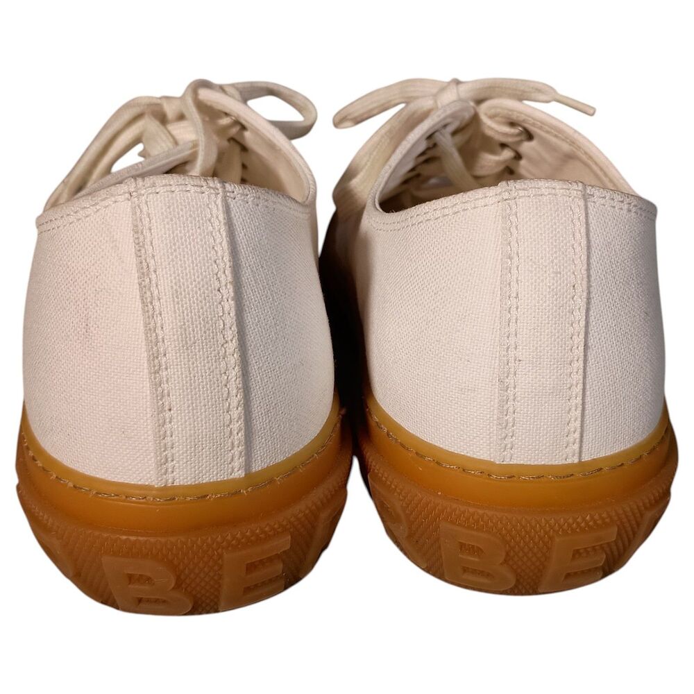 Burberry Jack Sneakers Shoes Mens 45.5/US 11.5 White Cotton Low Top Lace Up Logo - Picture 8 of 16